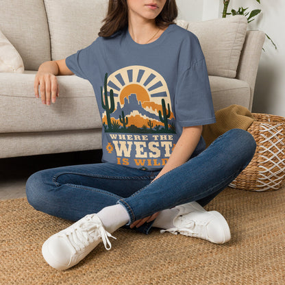 Where The West is Wild Mountain Hiking Trekking T-Shirt